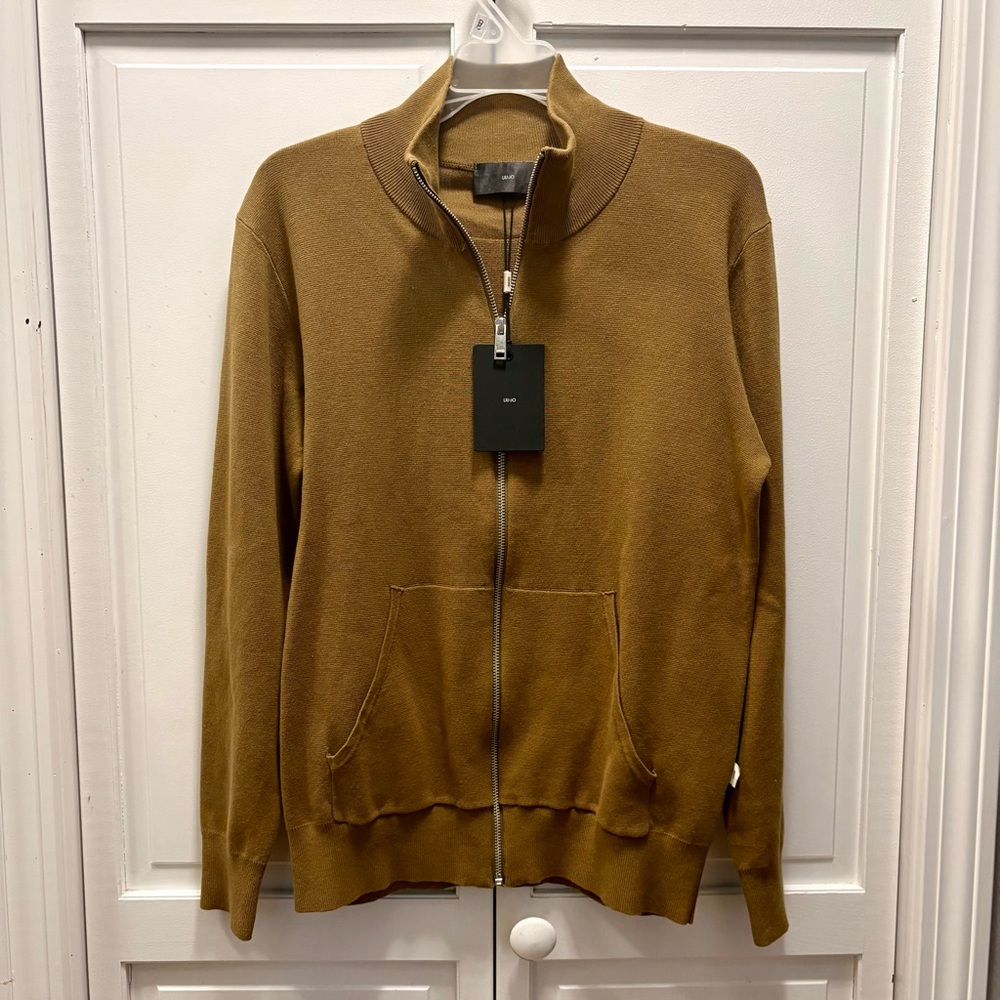✨ LIU JO ✨ NWT Italian Knitwear Cotton Zip Bomber Sweater Jacket Size Small